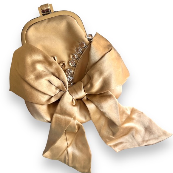 Inge Christopher Satin Beaded Clutch Mini Purse Bow - Picture 3 of 11